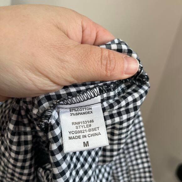 GLG Gingham Tie Front Two Piece Set SZ M Cottagecore Lounge Crop Top Shorts - Picture 5 of 8